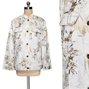 New CHICO'S White Jacket Bronze Bloom Asthea Jacket Desert Sand 3 XL